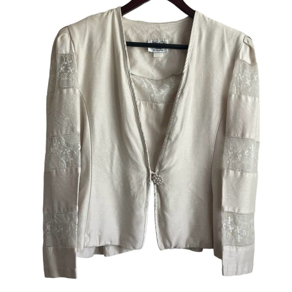 Vintage Jeffrey & Dara Women Jacket 10 Lace Inlet Retro‎ Glam Dainty Romantic